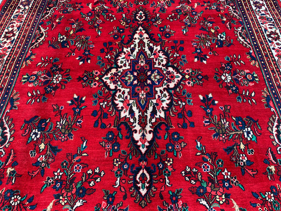11'8 x 8'7 Hand-Knotted Persian Wool Rug in Red, Blue & Ivory Traditional Medallion Design | KBHM-1062