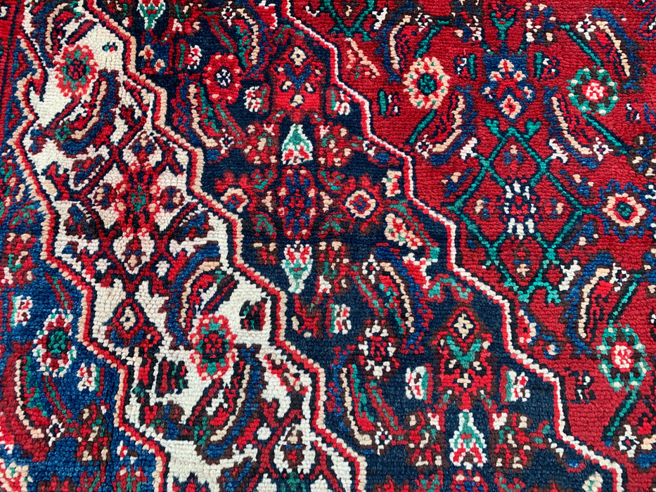 11'7 x 8'8 Hand-Knotted Persian Wool Rug in Red, Blue & Ivory Traditional Medallion Design | KBHM-1064