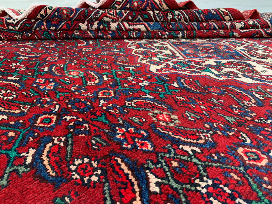 11'7 x 8'8 Hand-Knotted Persian Wool Rug in Red, Blue & Ivory Traditional Medallion Design | KBHM-1064