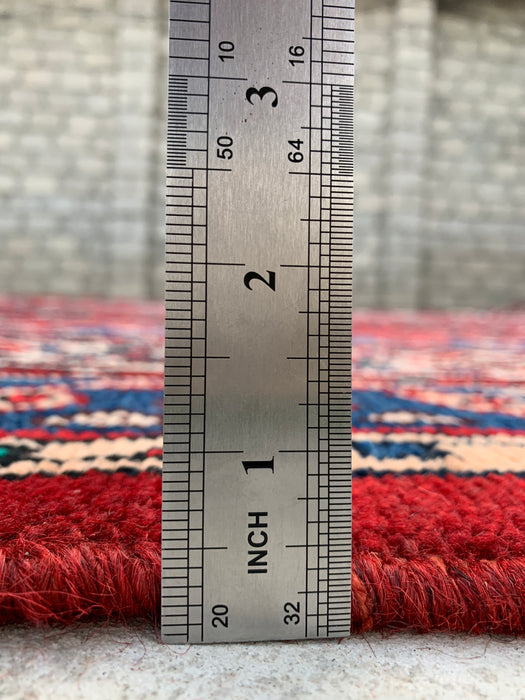 11'7 x 8'8 Hand-Knotted Persian Wool Rug in Red, Blue & Ivory Traditional Medallion Design | KBHM-1064