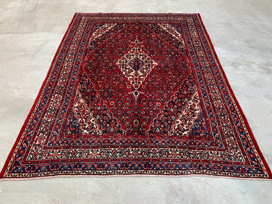 11'7 x 8'8 Hand-Knotted Persian Wool Rug in Red, Blue & Ivory Traditional Medallion Design | KBHM-1064