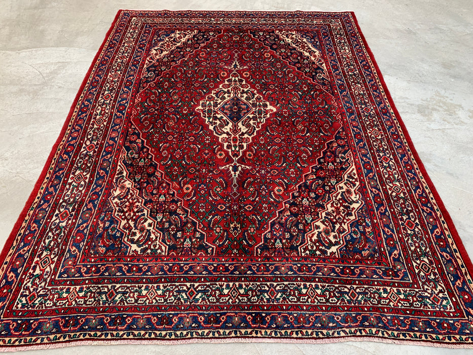 11'7 x 8'8 Hand-Knotted Persian Wool Rug in Red, Blue & Ivory Traditional Medallion Design | KBHM-1064