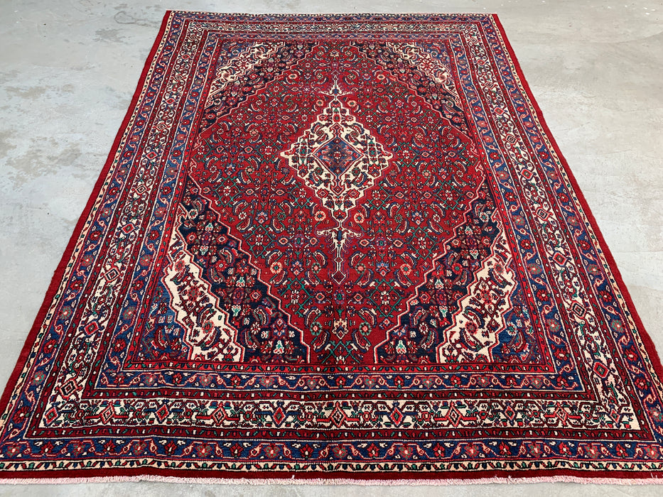 11'7 x 8'8 Hand-Knotted Persian Wool Rug in Red, Blue & Ivory Traditional Medallion Design | KBHM-1064