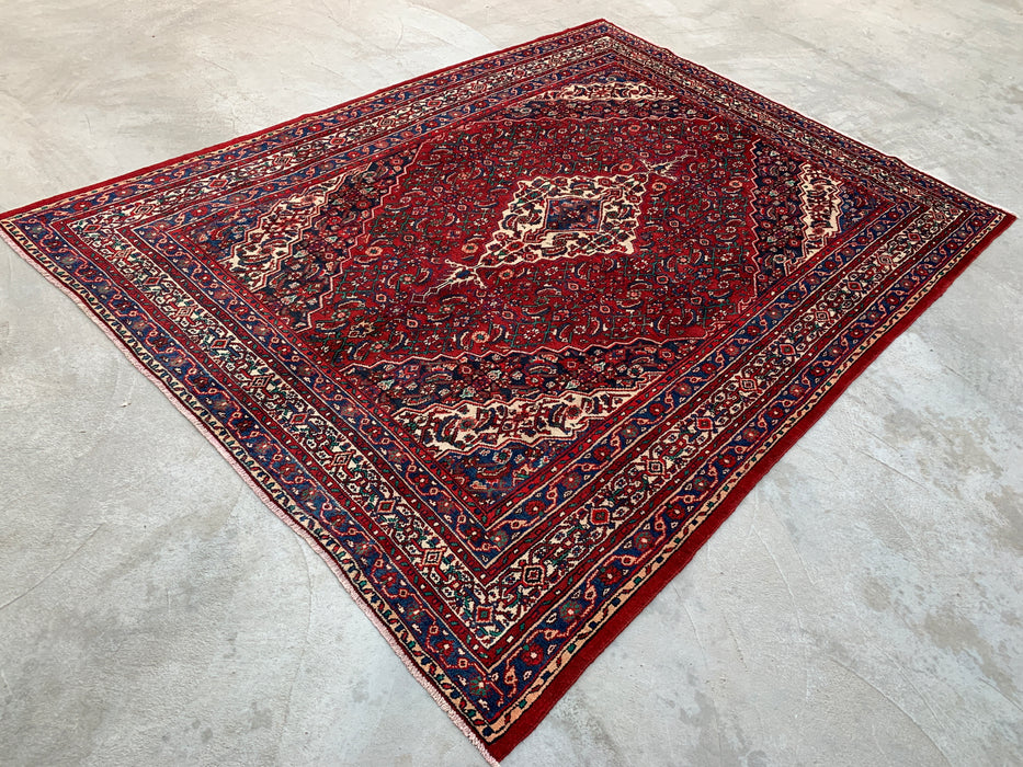 11'7 x 8'8 Hand-Knotted Persian Wool Rug in Red, Blue & Ivory Traditional Medallion Design | KBHM-1064