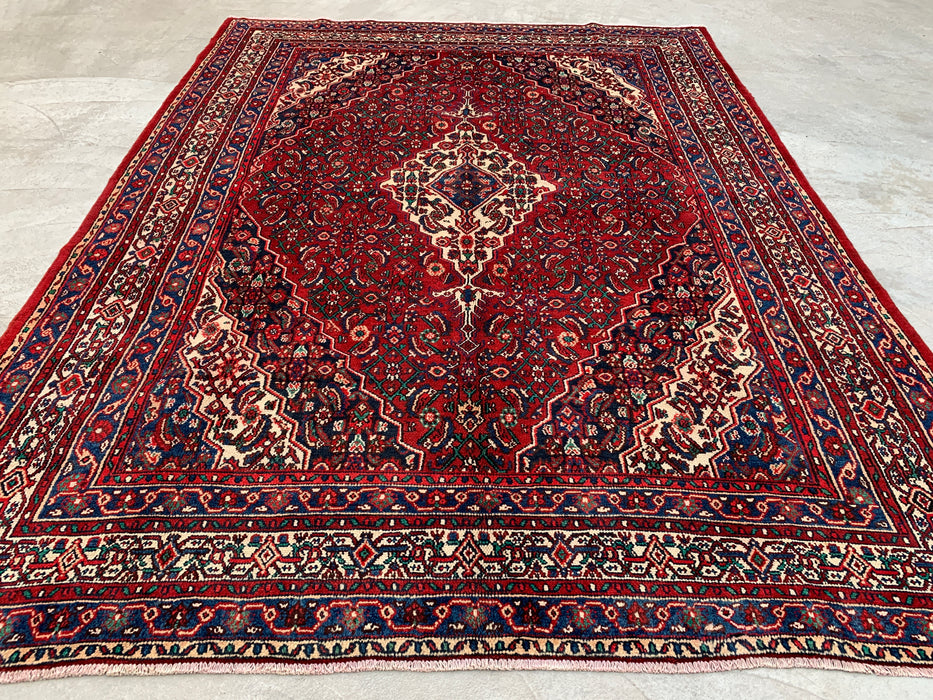 11'7 x 8'8 Hand-Knotted Persian Wool Rug in Red, Blue & Ivory Traditional Medallion Design | KBHM-1064