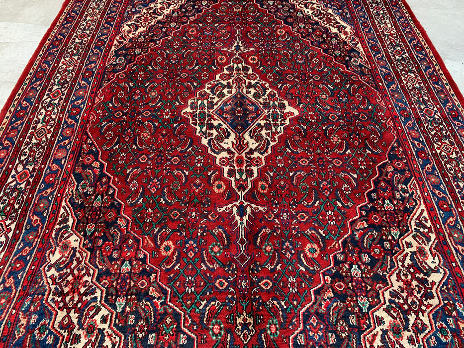 11'7 x 8'8 Hand-Knotted Persian Wool Rug in Red, Blue & Ivory Traditional Medallion Design | KBHM-1064