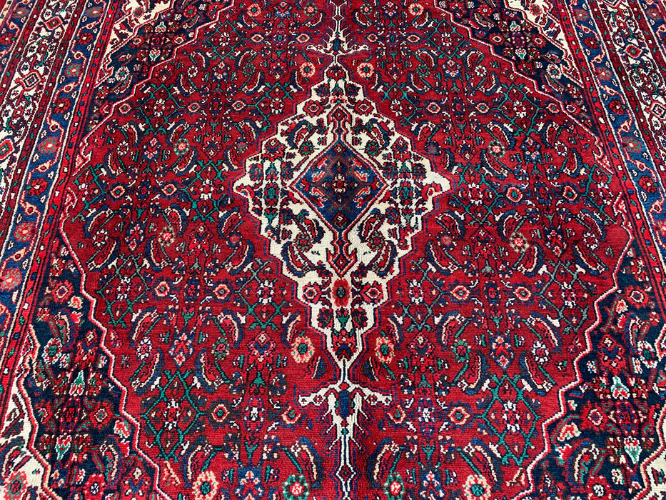 11'7 x 8'8 Hand-Knotted Persian Wool Rug in Red, Blue & Ivory Traditional Medallion Design | KBHM-1064