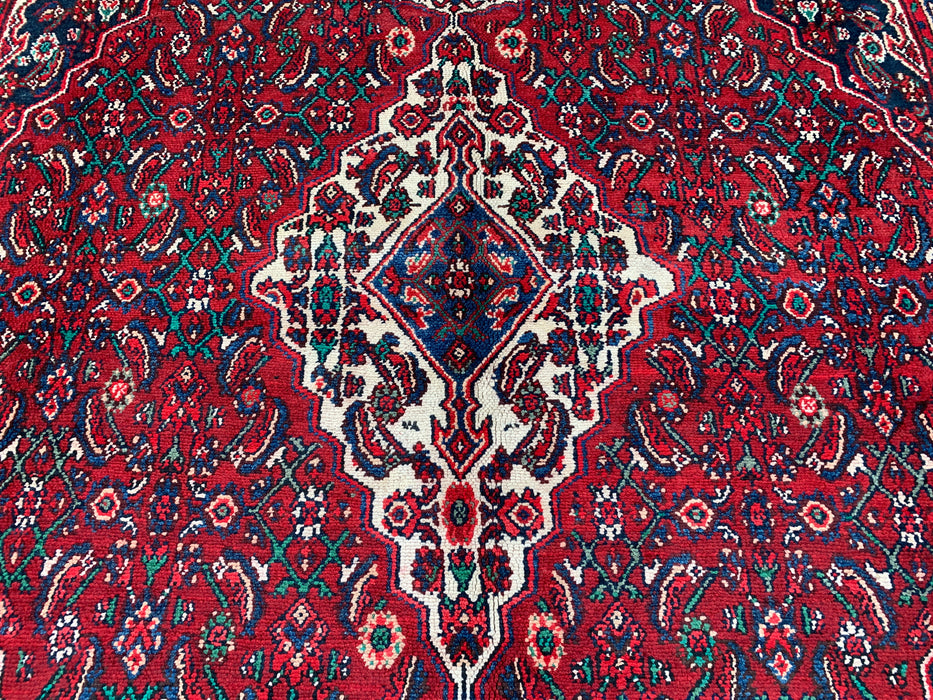 11'7 x 8'8 Hand-Knotted Persian Wool Rug in Red, Blue & Ivory Traditional Medallion Design | KBHM-1064