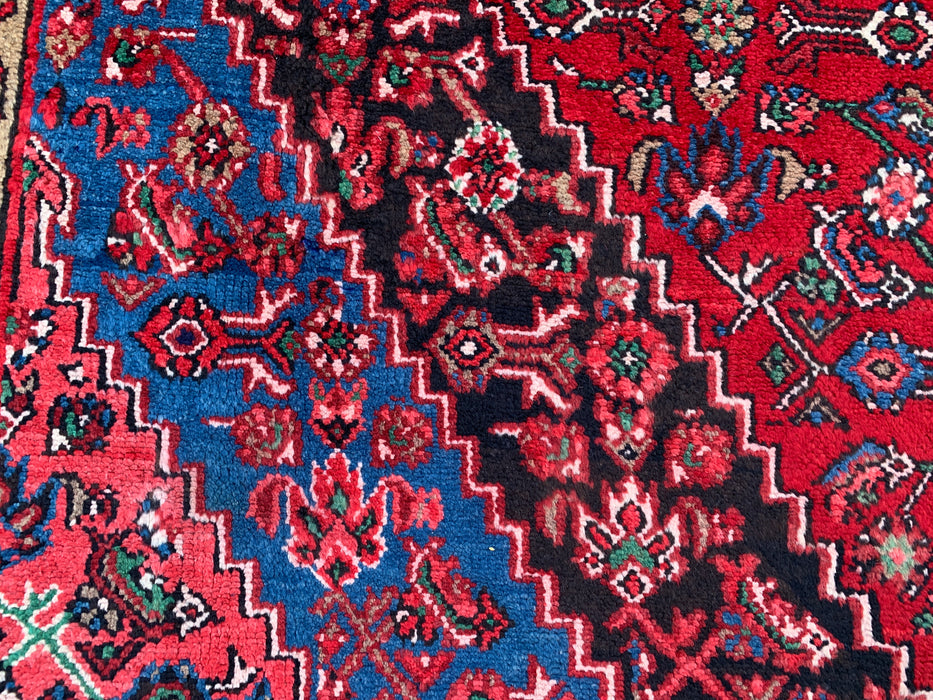 11'6 x 8'7 Hand-Knotted Persian Wool Rug in Red, Blue & Ivory Traditional Medallion Design | KBHM-1065