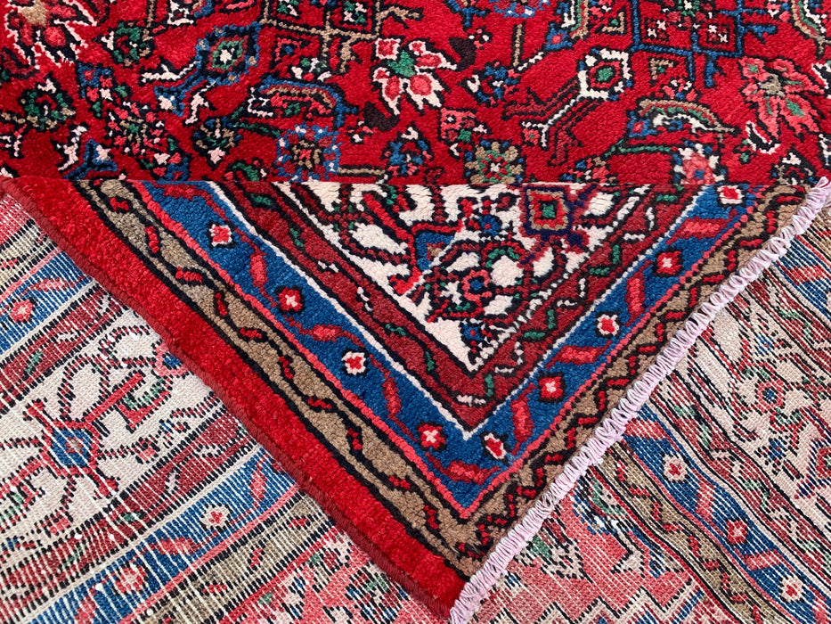 11'6 x 8'7 Hand-Knotted Persian Wool Rug in Red, Blue & Ivory Traditional Medallion Design | KBHM-1065