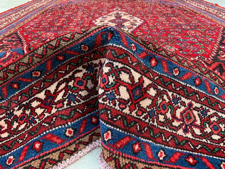 11'6 x 8'7 Hand-Knotted Persian Wool Rug in Red, Blue & Ivory Traditional Medallion Design | KBHM-1065