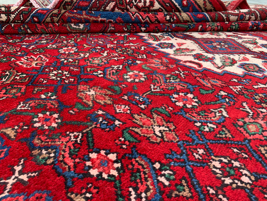 11'6 x 8'7 Hand-Knotted Persian Wool Rug in Red, Blue & Ivory Traditional Medallion Design | KBHM-1065