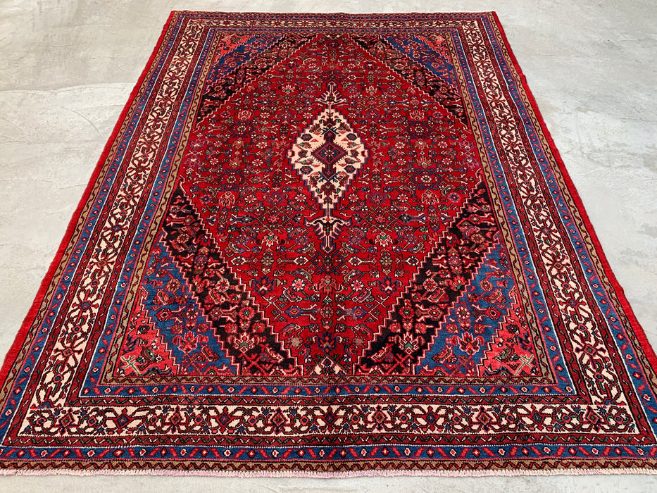 11'6 x 8'7 Hand-Knotted Persian Wool Rug in Red, Blue & Ivory Traditional Medallion Design | KBHM-1065