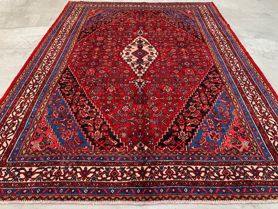 11'6 x 8'7 Hand-Knotted Persian Wool Rug in Red, Blue & Ivory Traditional Medallion Design | KBHM-1065