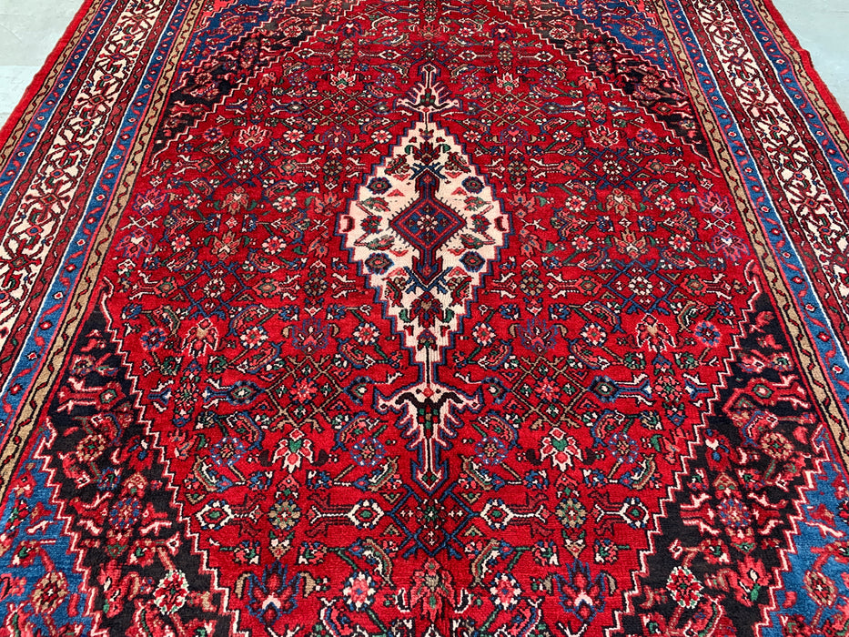 11'6 x 8'7 Hand-Knotted Persian Wool Rug in Red, Blue & Ivory Traditional Medallion Design | KBHM-1065