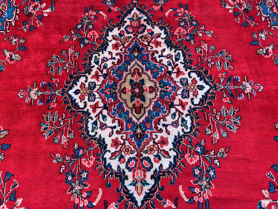11'11 x 9'0 Hand-Knotted Persian Wool Rug in Red, Blue & Ivory Traditional Medallion Design | KBHM-1066