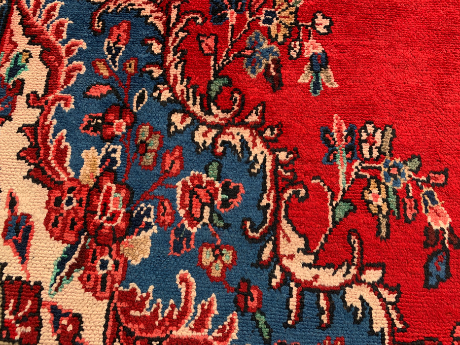 11'11 x 9'0 Hand-Knotted Persian Wool Rug in Red, Blue & Ivory Traditional Medallion Design | KBHM-1066