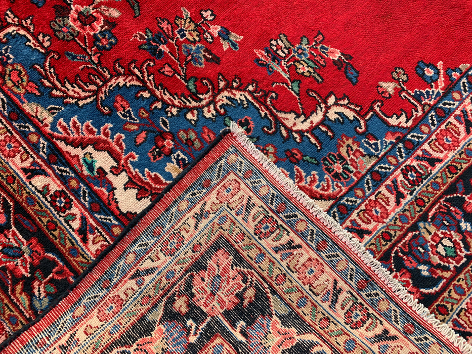 11'11 x 9'0 Hand-Knotted Persian Wool Rug in Red, Blue & Ivory Traditional Medallion Design | KBHM-1066