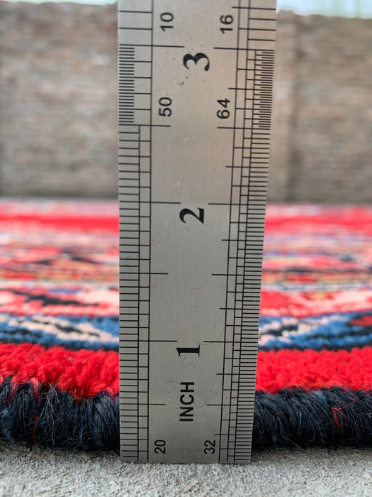 11'11 x 9'0 Hand-Knotted Persian Wool Rug in Red, Blue & Ivory Traditional Medallion Design | KBHM-1066