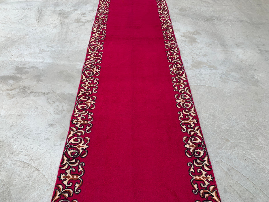 16'2 x 3'4 Hand-Knotted Persian Wool Runner Rug in Fuchsia Pink with Ivory Scroll Border | KBHM-1074