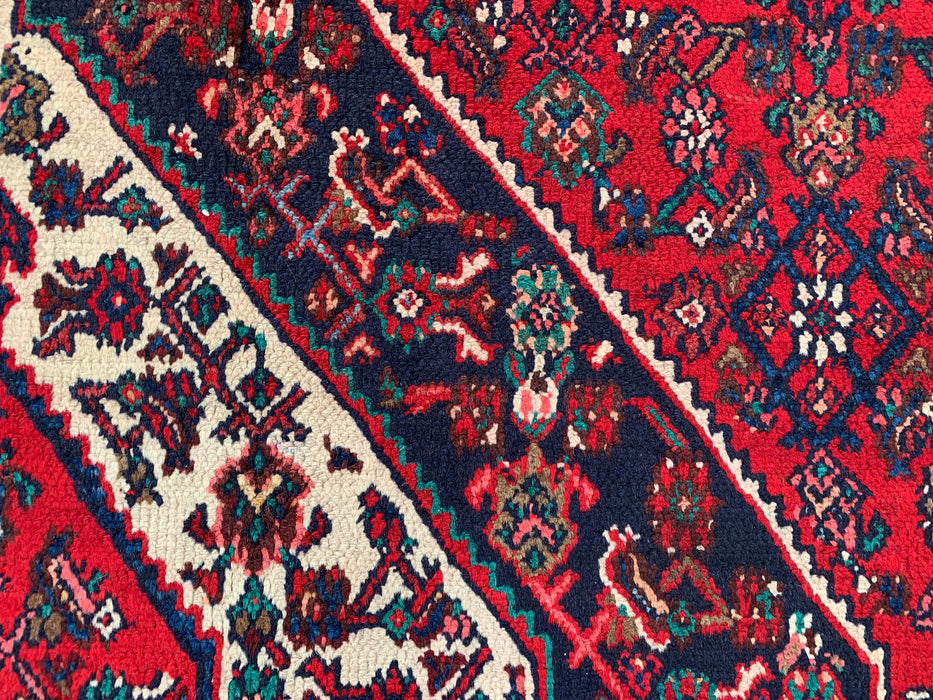 11'7 x 8'8 Hand-Knotted Persian Wool Rug in Red, Navy & Ivory Traditional Medallion Design | KBHM-1075