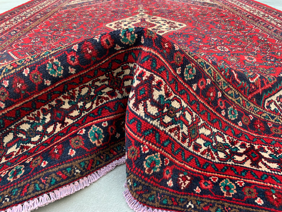 11'7 x 8'8 Hand-Knotted Persian Wool Rug in Red, Navy & Ivory Traditional Medallion Design | KBHM-1075
