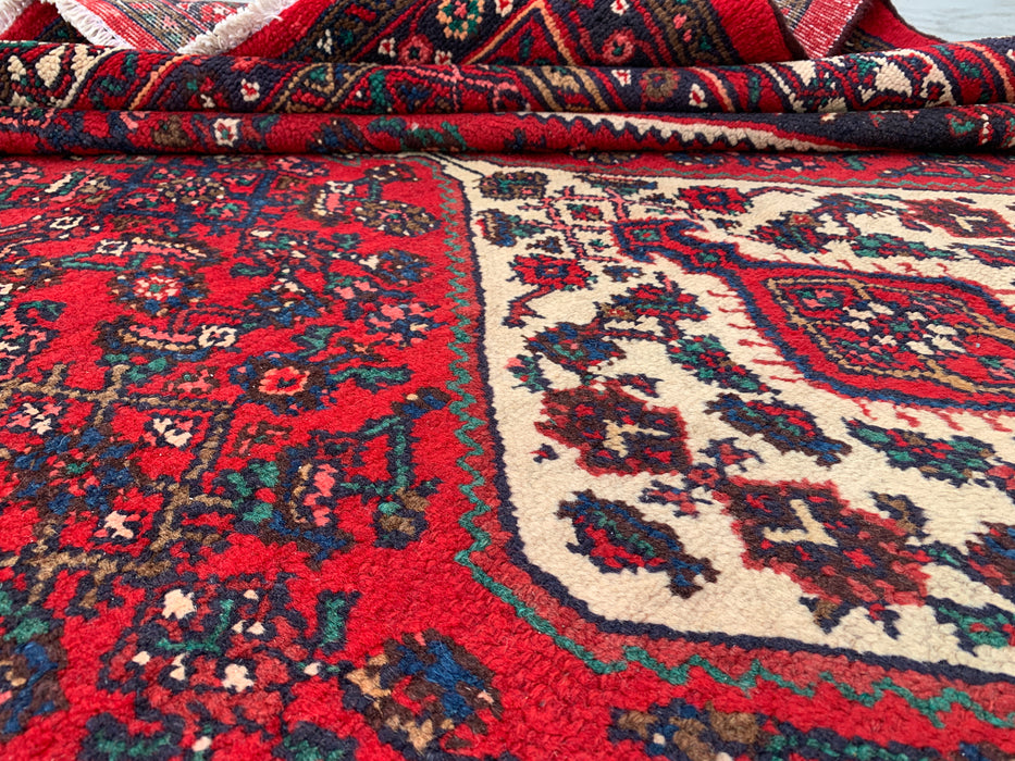 11'7 x 8'8 Hand-Knotted Persian Wool Rug in Red, Navy & Ivory Traditional Medallion Design | KBHM-1075