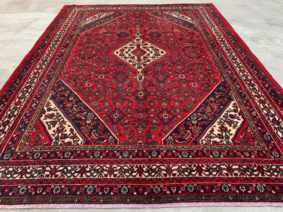 11'7 x 8'8 Hand-Knotted Persian Wool Rug in Red, Navy & Ivory Traditional Medallion Design | KBHM-1075