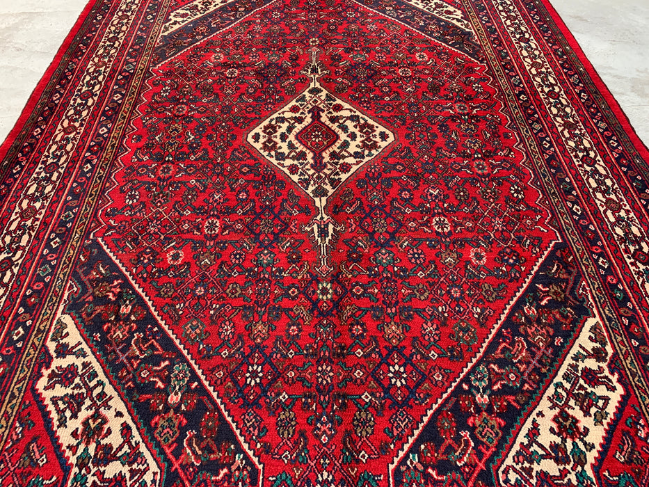 11'7 x 8'8 Hand-Knotted Persian Wool Rug in Red, Navy & Ivory Traditional Medallion Design | KBHM-1075