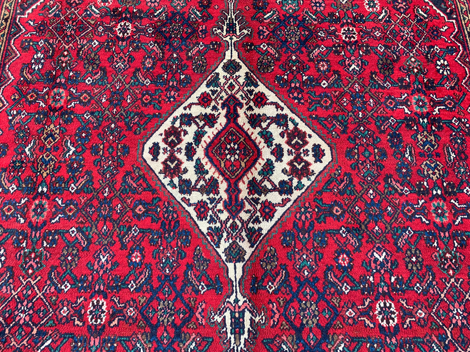 11'7 x 8'8 Hand-Knotted Persian Wool Rug in Red, Navy & Ivory Traditional Medallion Design | KBHM-1075