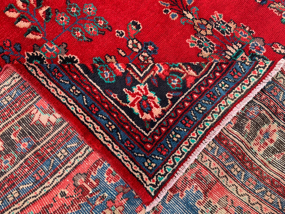 11'8 x 8'10 Hand-Knotted Persian Wool Rug in Red, Blue & Ivory Traditional Floral Medallion Design | KBHM-1076