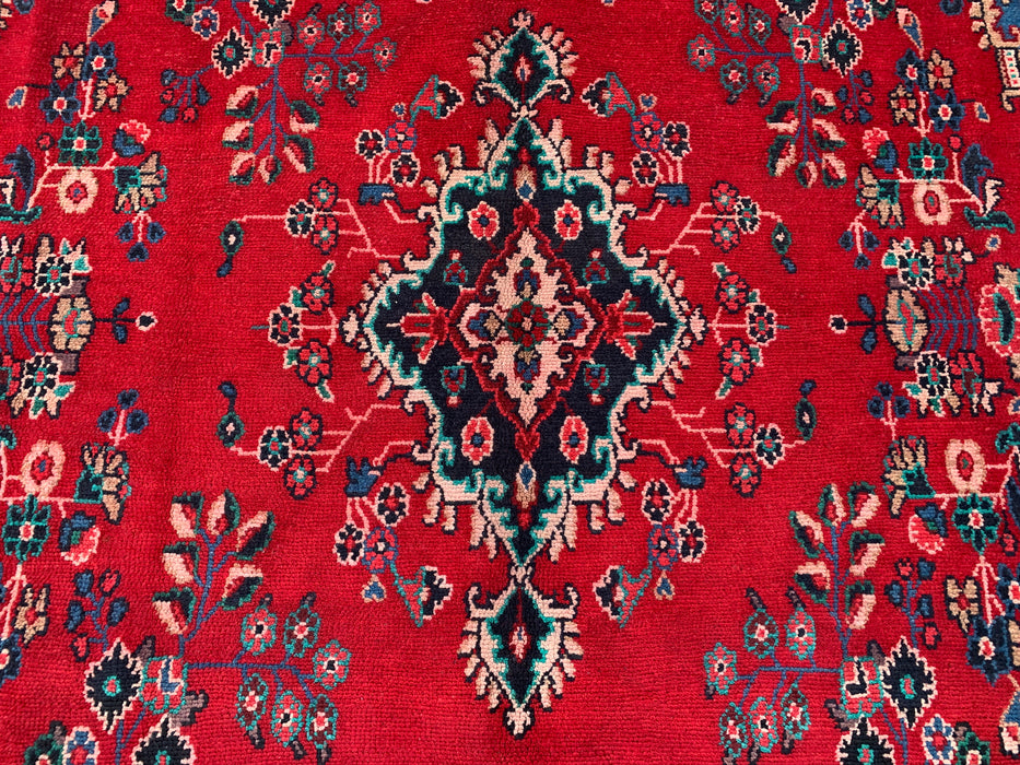 11'8 x 8'10 Hand-Knotted Persian Wool Rug in Red, Blue & Ivory Traditional Floral Medallion Design | KBHM-1076