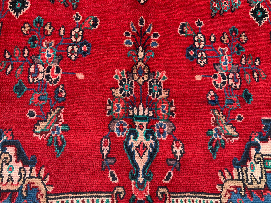 11'8 x 8'10 Hand-Knotted Persian Wool Rug in Red, Blue & Ivory Traditional Floral Medallion Design | KBHM-1076