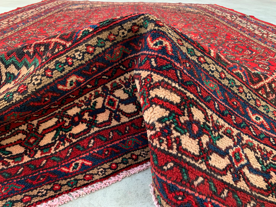 KBHM-1078 Hand-Knotted Persian Wool Rug – 11'10 x 8'6 – Red, Blue & Ivory Traditional Medallion Area Rug
