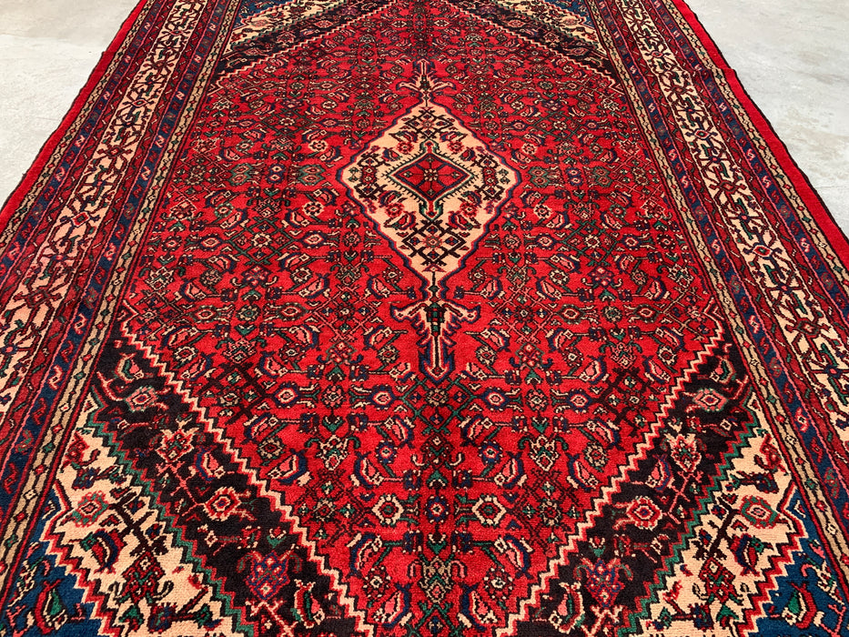 KBHM-1078 Hand-Knotted Persian Wool Rug – 11'10 x 8'6 – Red, Blue & Ivory Traditional Medallion Area Rug