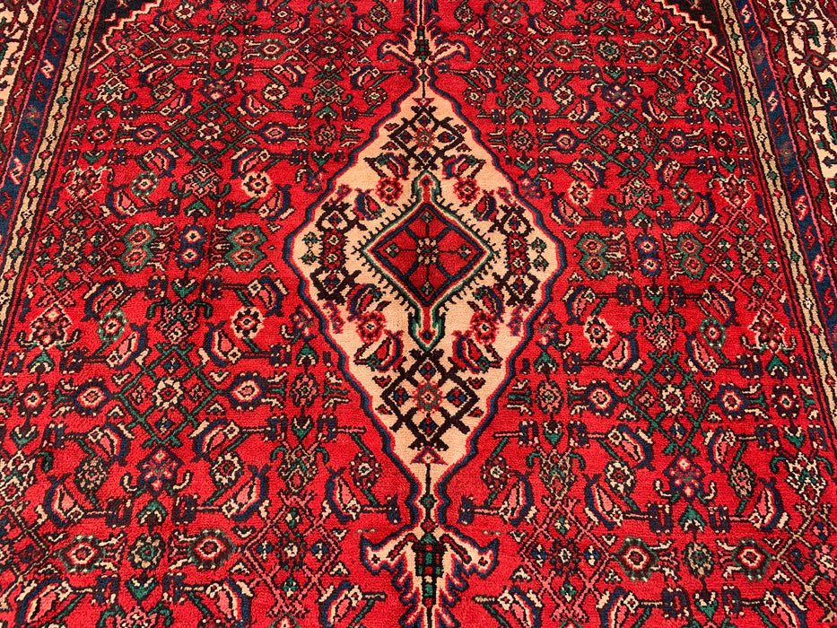 KBHM-1078 Hand-Knotted Persian Wool Rug – 11'10 x 8'6 – Red, Blue & Ivory Traditional Medallion Area Rug