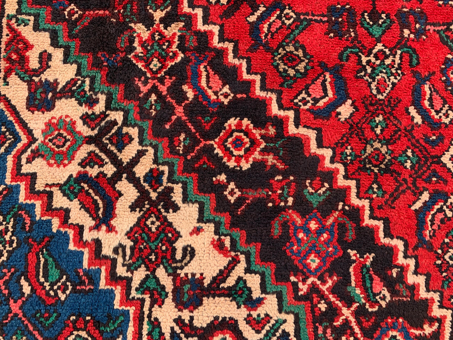 KBHM-1078 Hand-Knotted Persian Wool Rug – 11'10 x 8'6 – Red, Blue & Ivory Traditional Medallion Area Rug