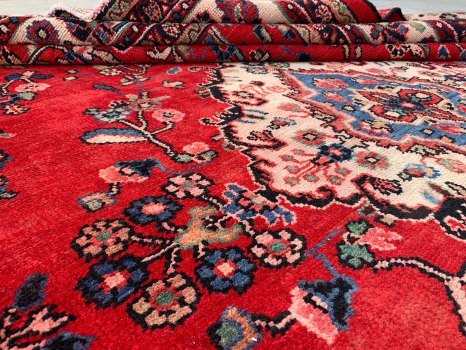 KBHM-1079 Hand-Knotted Persian Wool Rug – 11'7" x 8'8" Red, Blue & Ivory Traditional Area Rug