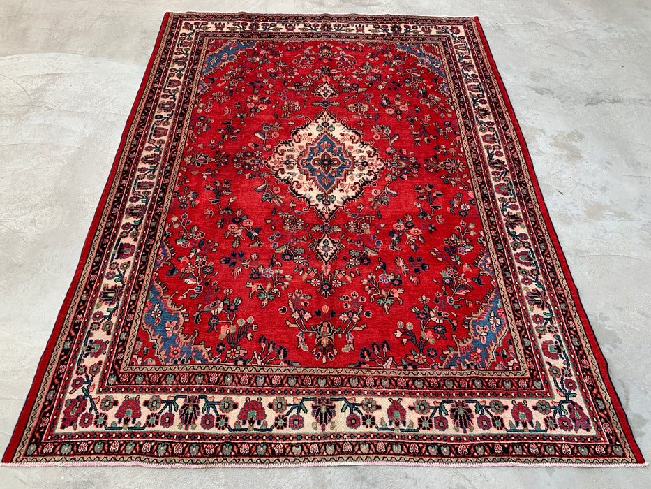 KBHM-1079 Hand-Knotted Persian Wool Rug – 11'7" x 8'8" Red, Blue & Ivory Traditional Area Rug