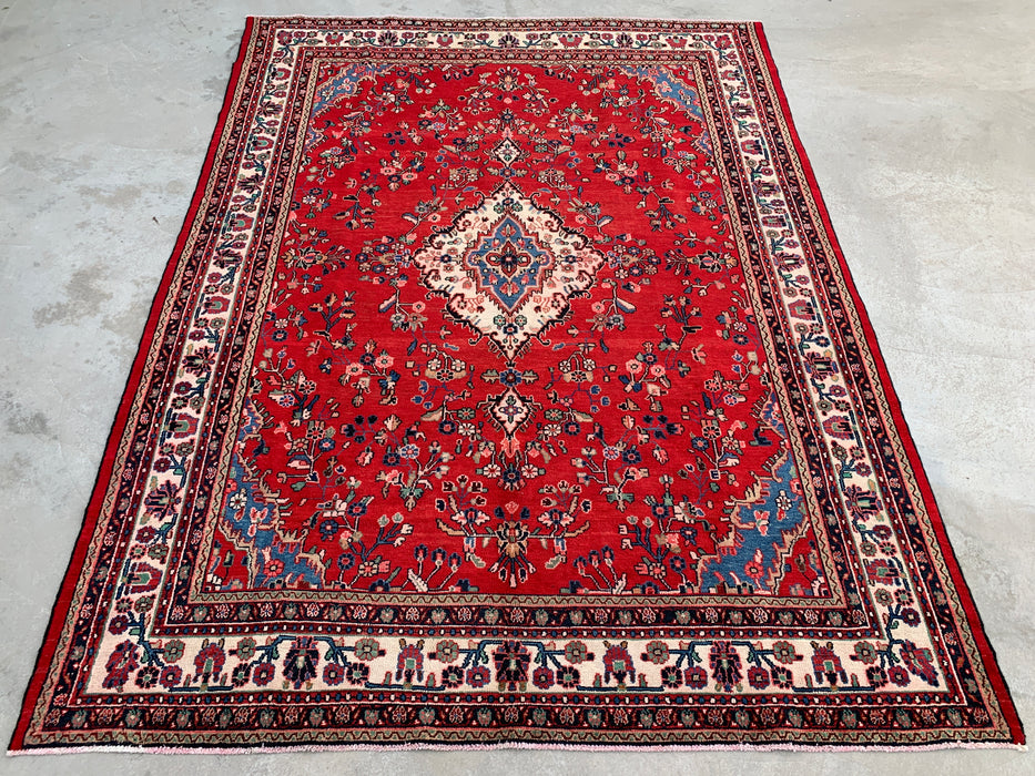 KBHM-1079 Hand-Knotted Persian Wool Rug – 11'7" x 8'8" Red, Blue & Ivory Traditional Area Rug