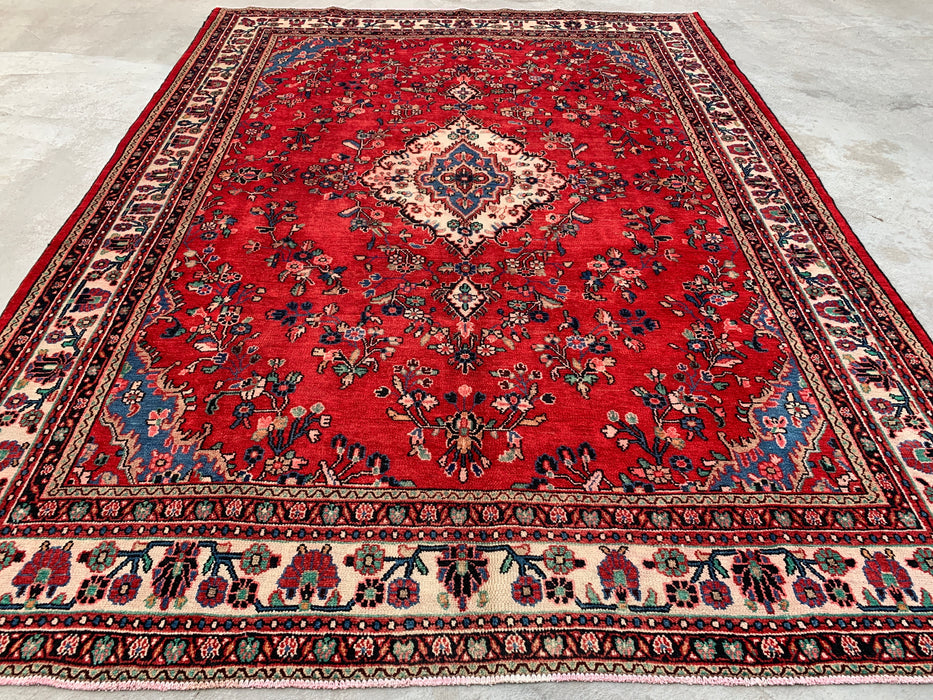 KBHM-1079 Hand-Knotted Persian Wool Rug – 11'7" x 8'8" Red, Blue & Ivory Traditional Area Rug