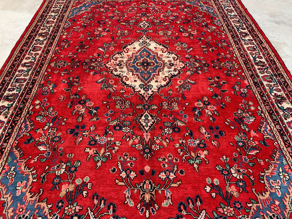 KBHM-1079 Hand-Knotted Persian Wool Rug – 11'7" x 8'8" Red, Blue & Ivory Traditional Area Rug