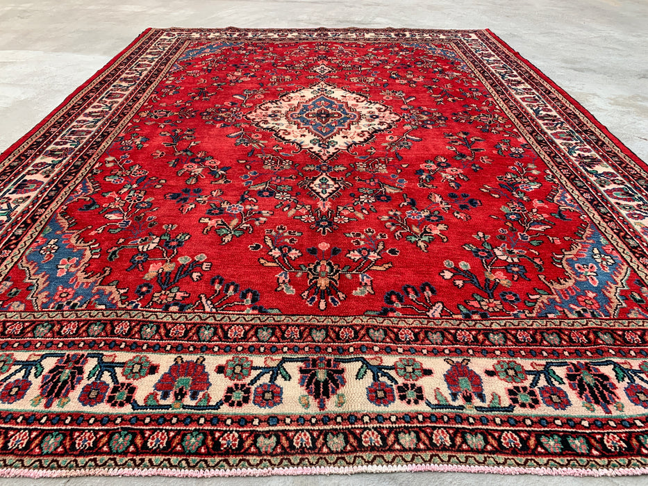 KBHM-1079 Hand-Knotted Persian Wool Rug – 11'7" x 8'8" Red, Blue & Ivory Traditional Area Rug
