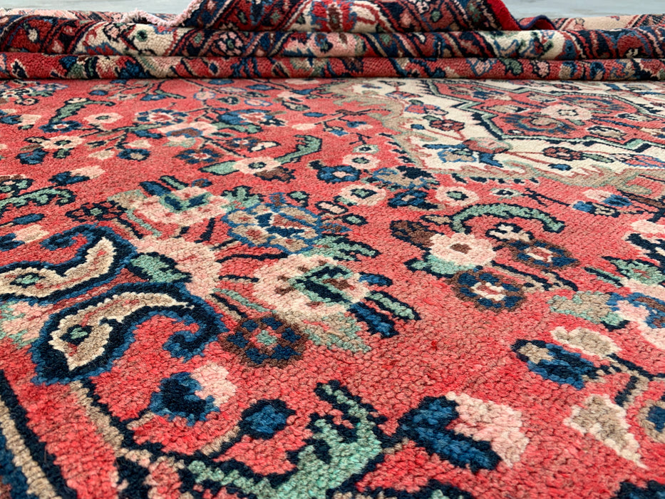 Hand-Knotted Persian Wool Rug 12'0 x 8'6 – Red, Blue & Ivory Traditional Medallion | KBHM-1081