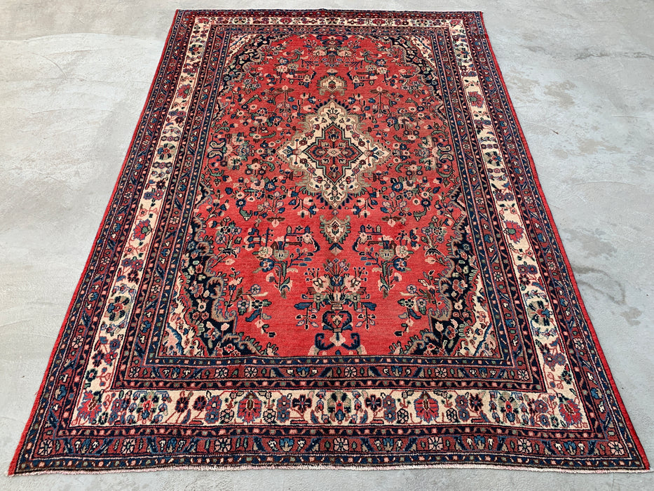 Hand-Knotted Persian Wool Rug 12'0 x 8'6 – Red, Blue & Ivory Traditional Medallion | KBHM-1081