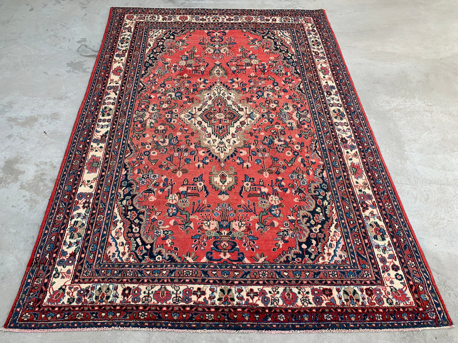 Hand-Knotted Persian Wool Rug 12'0 x 8'6 – Red, Blue & Ivory Traditional Medallion | KBHM-1081