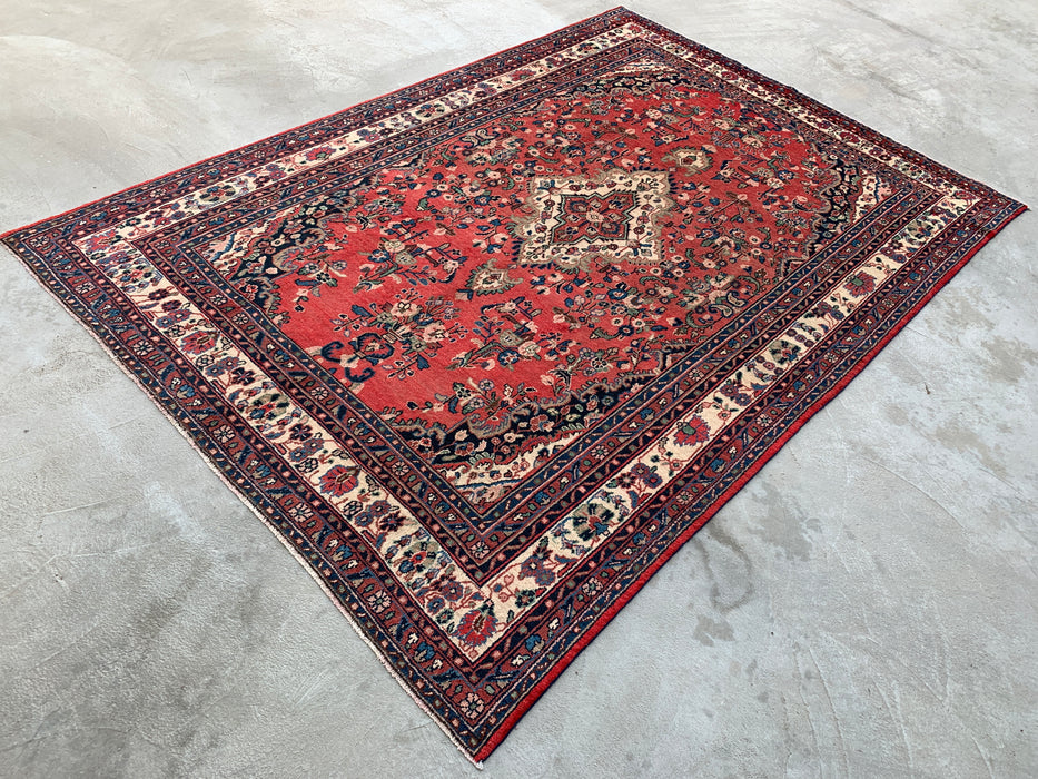 Hand-Knotted Persian Wool Rug 12'0 x 8'6 – Red, Blue & Ivory Traditional Medallion | KBHM-1081