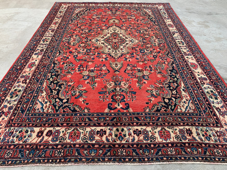 Hand-Knotted Persian Wool Rug 12'0 x 8'6 – Red, Blue & Ivory Traditional Medallion | KBHM-1081