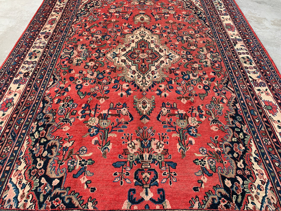 Hand-Knotted Persian Wool Rug 12'0 x 8'6 – Red, Blue & Ivory Traditional Medallion | KBHM-1081