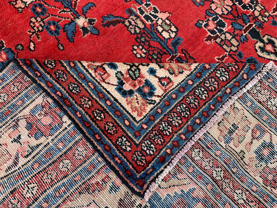 11'6 x 8'8 Hand-Knotted Persian Wool Rug in Red, Blue & Ivory Traditional Floral Medallion Design | KBHM-1082